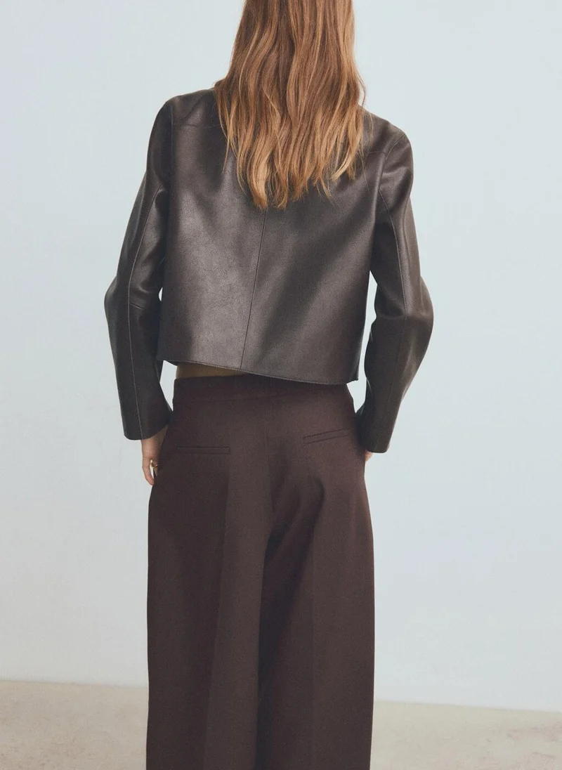 مانجو Faux-leather jacket with pockets